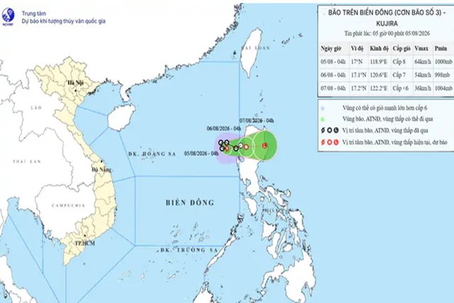 Áp thấp nhiệt đới mạnh lên thành bão trên Biển Đông di chuyển với tốc độ khoảng 10km/h